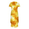 thumbnail image 4 of Vestidos de Verano de Manga Corta para Mujer Flor Impresión Vestido Largo Casual, Cuello Redondo con Bolsillos Top de Poliéster, 4 of 6