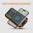 thumbnail image 6 of 49800mAh Solar Power Bank Portable Solar Charger Built in 3 Cables and 5W Wireless Charger Power Bank,Built-in Super Bright Flashlight,Battery Pack Suitable for Outdoor Camping Hiking(Orange﻿), 6 of 9