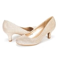 thumbnail image 1 of Dream Pairs Women's Bridal Wedding Party Low Heel Pump Shoes Luvly Gold Size 11, 1 of 6
