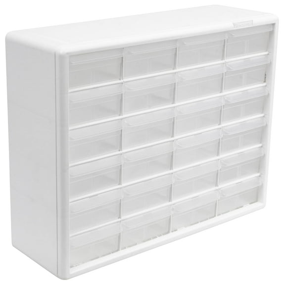 Akro-Mils 24-Drawer Plastic Drawer Storage Cabinet for Garage Organization, White