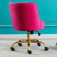 thumbnail image 6 of Accent Office Computer Desk Swivel Velvet Desk Chair with Nailhead Trim and Metal Legs, Height Adjustable Vanity Chair Rolling Tufted Chair for Living Room Bedroom Lounge, Fushia, 6 of 8
