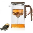 thumbnail image 1 of Glass Tea Pot with Wood Handle One-Click Automatic Glass Tea Pot Elegant Tea Maker Teapot for Home Party, 1 of 2