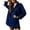 Dark Blue, variant on Women's Denim Jacket V Neck Design Long Sleeve Casual Stylish Outerwear for Daily Comfort L Size Brown
