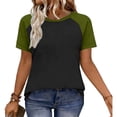 thumbnail image 6 of Neewe Womens T Shirt Short Sleeve Crew Neck Basic Color Block Tee Tops, 6 of 8