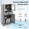 thumbnail image 4 of Topbuy Tall Bathroom Storage Cabinet Freestanding Floor Cabinet w/2 Double Door Cabinet& 2 Drawers 3-position Adjustable Shelves, 4 of 8