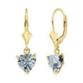 thumbnail image 2 of Galaxy Gold 14k Yellow Gold Aquamarine Heart Earrings, 2 of 3