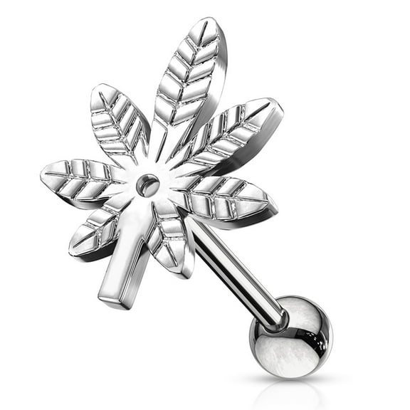Pierce2GO Silver Marijuana Leaf Cartilage Earring