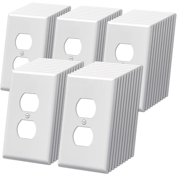 Jumbo Duplex Receptacle Outlet Covers, 50 Pack 1-Gang Over-Size 5.5" x 3.5" Wall Plates, Unbreakable Polycarbonate Dual Outlet Switch Covers, ETL Listed, White
