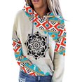 thumbnail image 2 of Women Geometric Print Sweatshirt Hooded Stitching Printed Loose Tops Blouse, 2 of 7