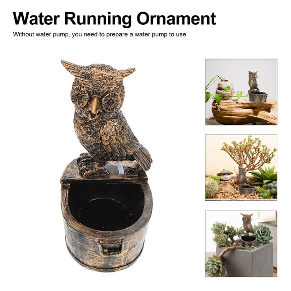 OUNONA  Water Running Ornament Courtyard Fountain Animal Garden Decor Owl Art