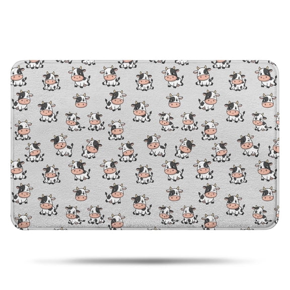 Gray Cow Expression Pattern Bathroom Rugs Mat,Non Slip Microfiber Bathroom Rug,Rubber Backing,Soft Bathroom Mats for Bathroom Floor,Tub and Shower,17x27in(43x68cm)