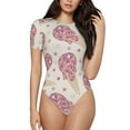 thumbnail image 1 of Balery Sparkling Ice Cream Body de cuello redondo de manga corta para mujer Tops de manga corta Tops básicos-Large, 1 of 7