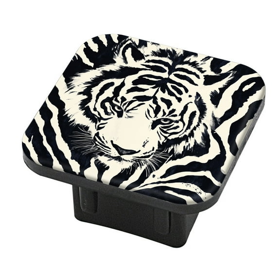 Hitch Cover Fits For 2-Inch Hitch,Black - And - White Tiger Stripes Portraitrubber Trailer Hitch Cover Tube Plug Insert,Car Exterior Accessories, Receiver Tube Hitch Plug