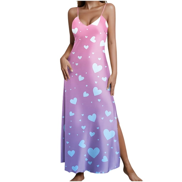 Falda Larga Verano Casual Impreso Cuello en V Color Dividido sin Mangas para las Faldas Largas de las Mujeres de la Playa de las Vacaciones de la Fecha de Uso