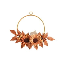 Cheapark Painted Iron Maple Leaf Pumpkin Wreath - Artificial Wall Hanging Decoration For Wedding, Fall And Halloween Decor