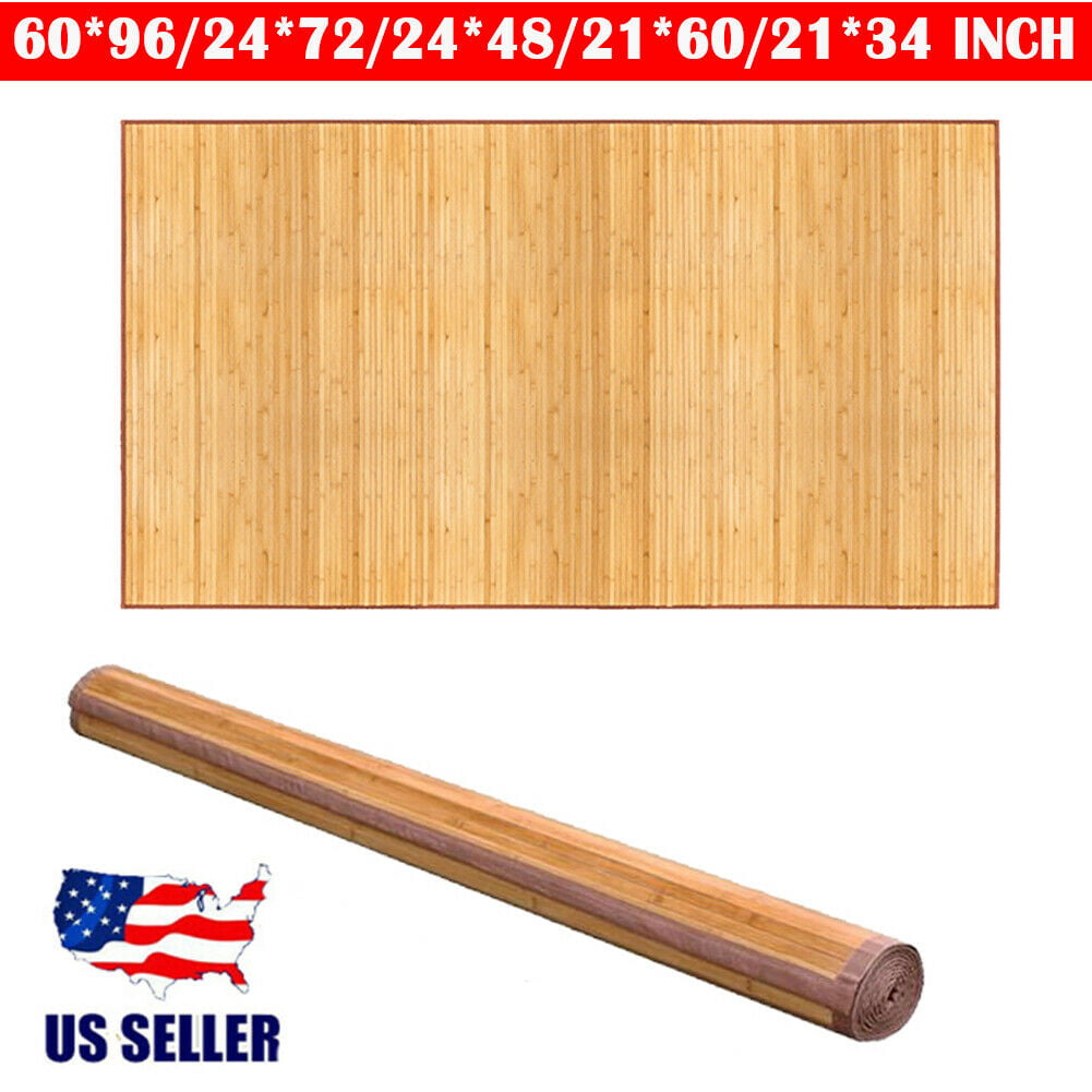 Natural 48" X 48" Floor Mat Waterproof Bamboo Area Rug Indoor Carpet Non-sliding 