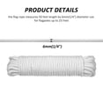 thumbnail image 4 of 50 Feet x 1/4inch Flag Pole Halyard Rope with 4 Pieces Flag Pole Hook Clips,Outdoor Flagpole Accessories Compatible, 4 of 7
