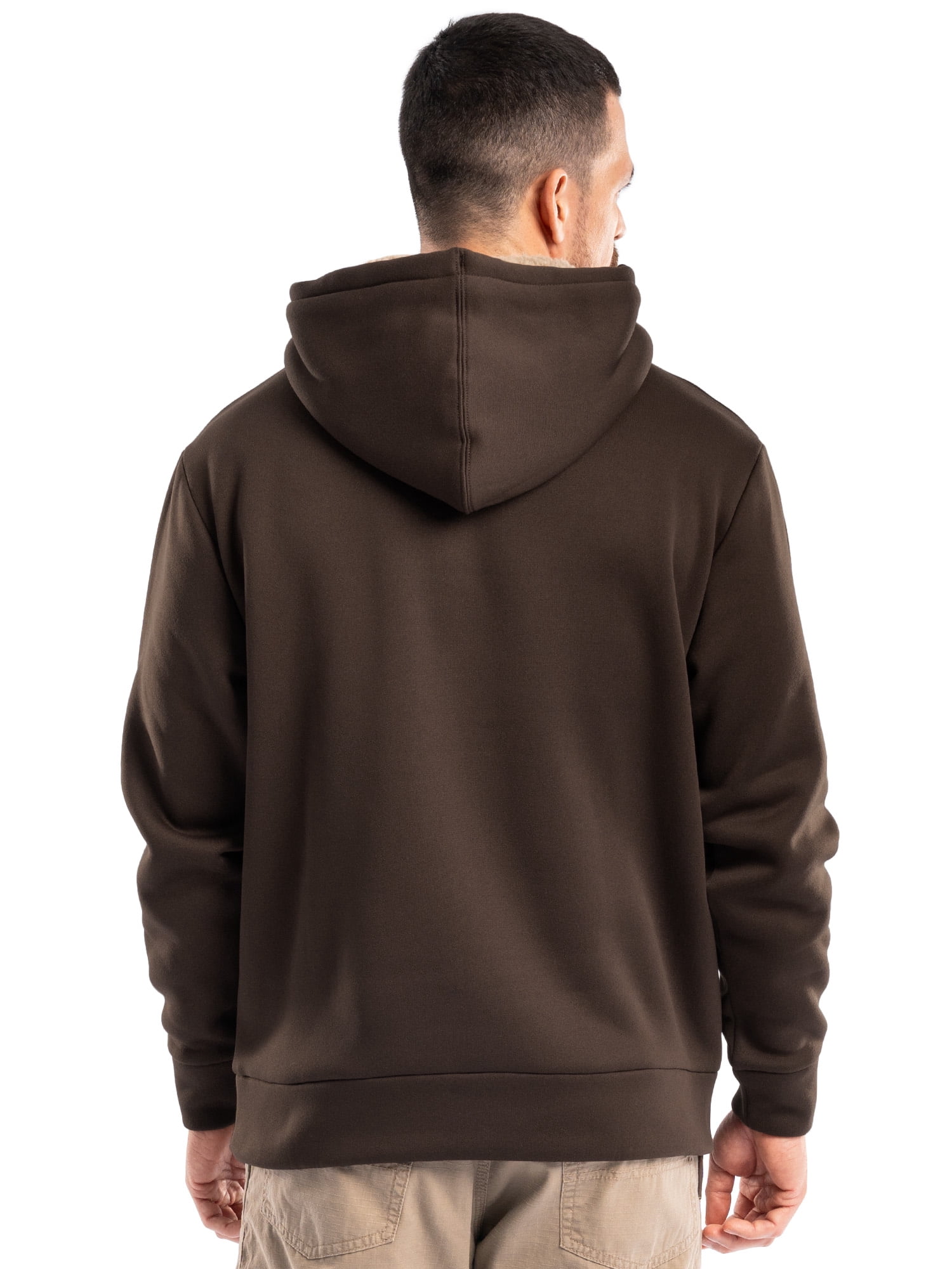 Wrangler Workwear Men's and Big Men's Relaxed Pullover Hoodie with Faux Shearling Lining, Sizes S-3XL