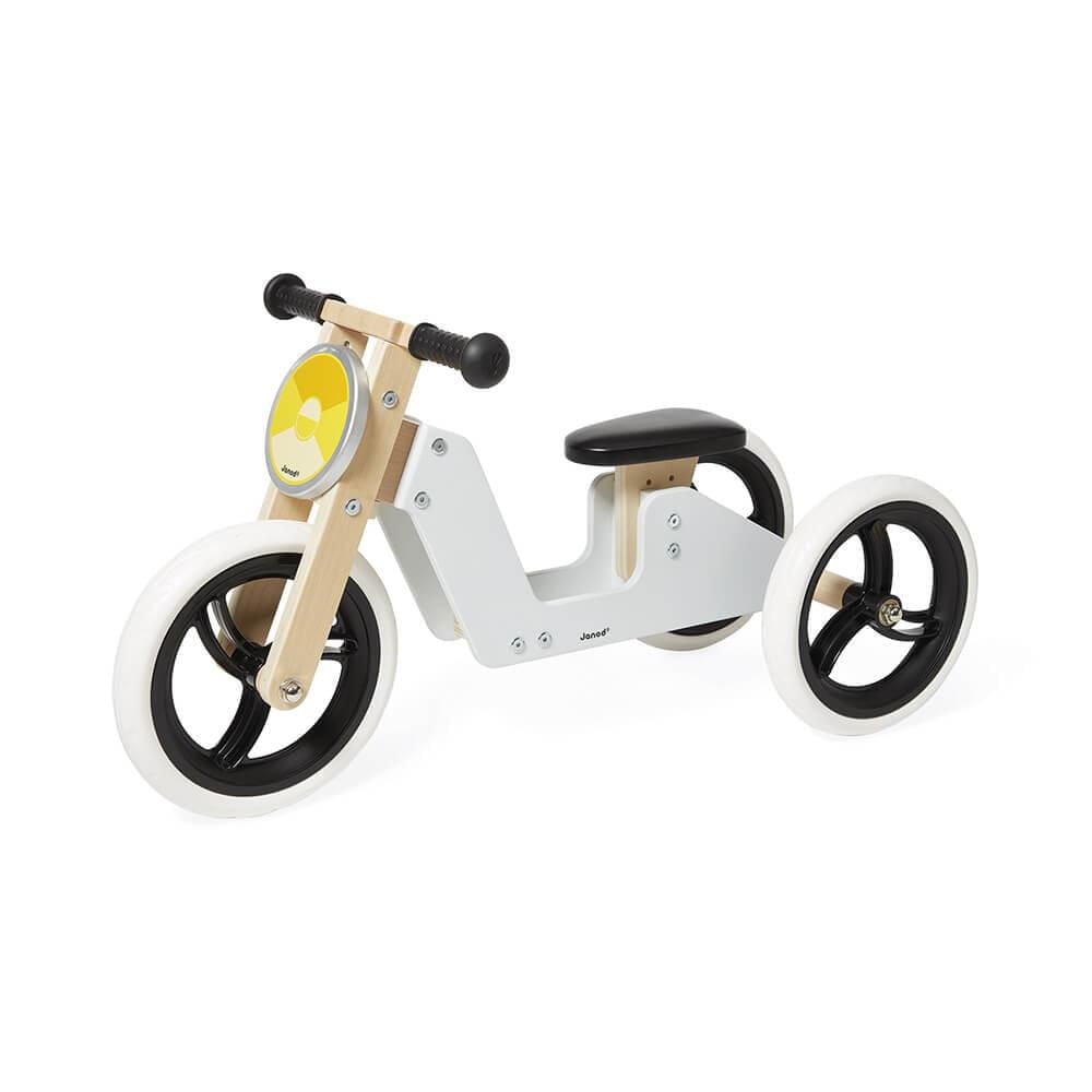 Janod - Tricycle 2 en 1 - Vélo Rétro Naturel - Jouet Développeur de Compétences Motrices - Pour Bébés et Tout-Petits - Dès 18 Mois - 332808