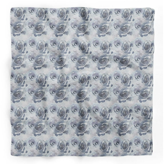 Bimba Purple Rose Floral Printed Pure Silk Scarf Neck Wrap Summer Hair Bandanas For Women 40 x 40 Inches