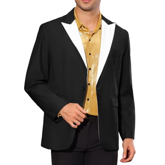 INSPIRE CHIC Business Sports Coats for Men's Peak Lapel Classic Single Breasted Suit Jackets M Black