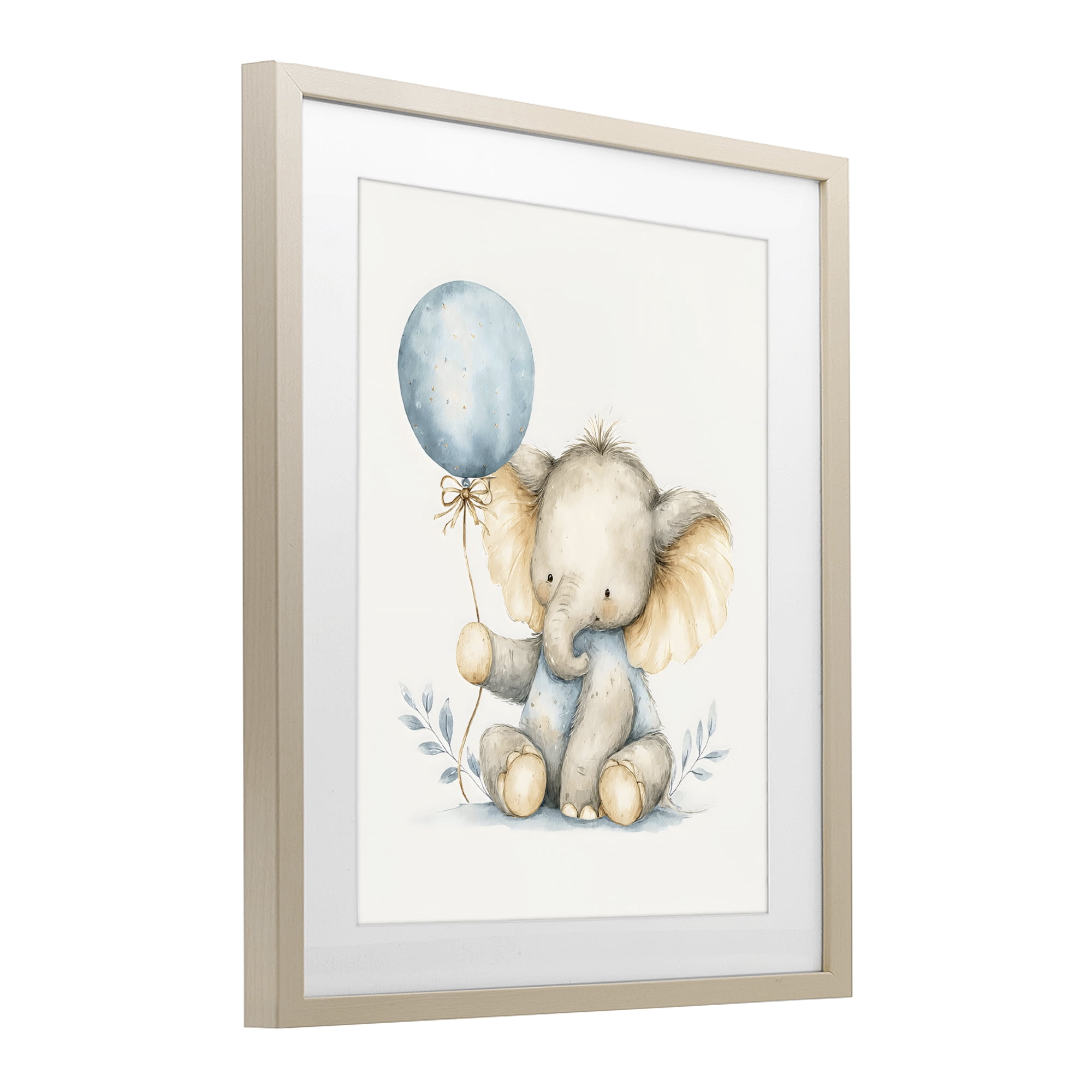 Stupell Industries Watercolor Nursery Elephant Birch Framed Print Under Glass, design by LSR Design Studio