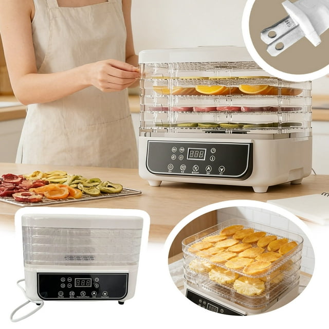 BotaniNest Upgraded Screen With Adjustable Temperature For Fruit Dryer Meat Dryer Compact Food Dehydrator For Household Kitchen White Five Layer Standard