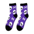 thumbnail image 3 of Huowey Halloween Fuzzy Socks For Women Men Crew Socks Cat Ghost Pattern Halloween Gift Fall Winter Warm Soft Festival Party Lounging Home Socks,Purple, 3 of 3