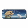 thumbnail image 1 of Whale Computer Mouse Pad, Ocean Lover Pirate Flag Ship Sails Ornament with Big Mammal Fish Illustration, Rectangle Non-Slip Rubber Mousepad Large, 31" x 12" Gaming Size, White and Blue, by Ambesonne, 1 of 2