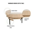 thumbnail image 7 of 36 Inch Modern Handcrafted Round Coffee Table, Oak White Wood Top with Grooved Edges, Black Iron Legs- Saltoro Sherpi, 7 of 7