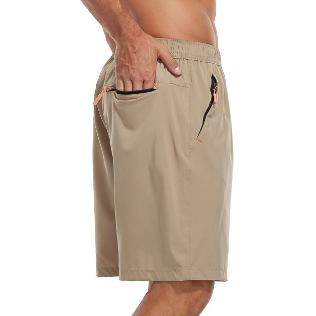 Pantalones cortos SPOSULEI para hombre, atléticos, de secado rápido, ligeros, color caqui