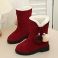 thumbnail image 6 of breaise Girls Winter Boots Mid-Calf Bowknot Booties Kids Lightweight Warm Plush Soft Velvet Girls Fancy Boots, 6 of 9