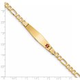 thumbnail image 3 of 14K Yellow Gold Medical Soft Diamond Shape Red Enamel Flat Figaro Link ID Bracelet, 3 of 3