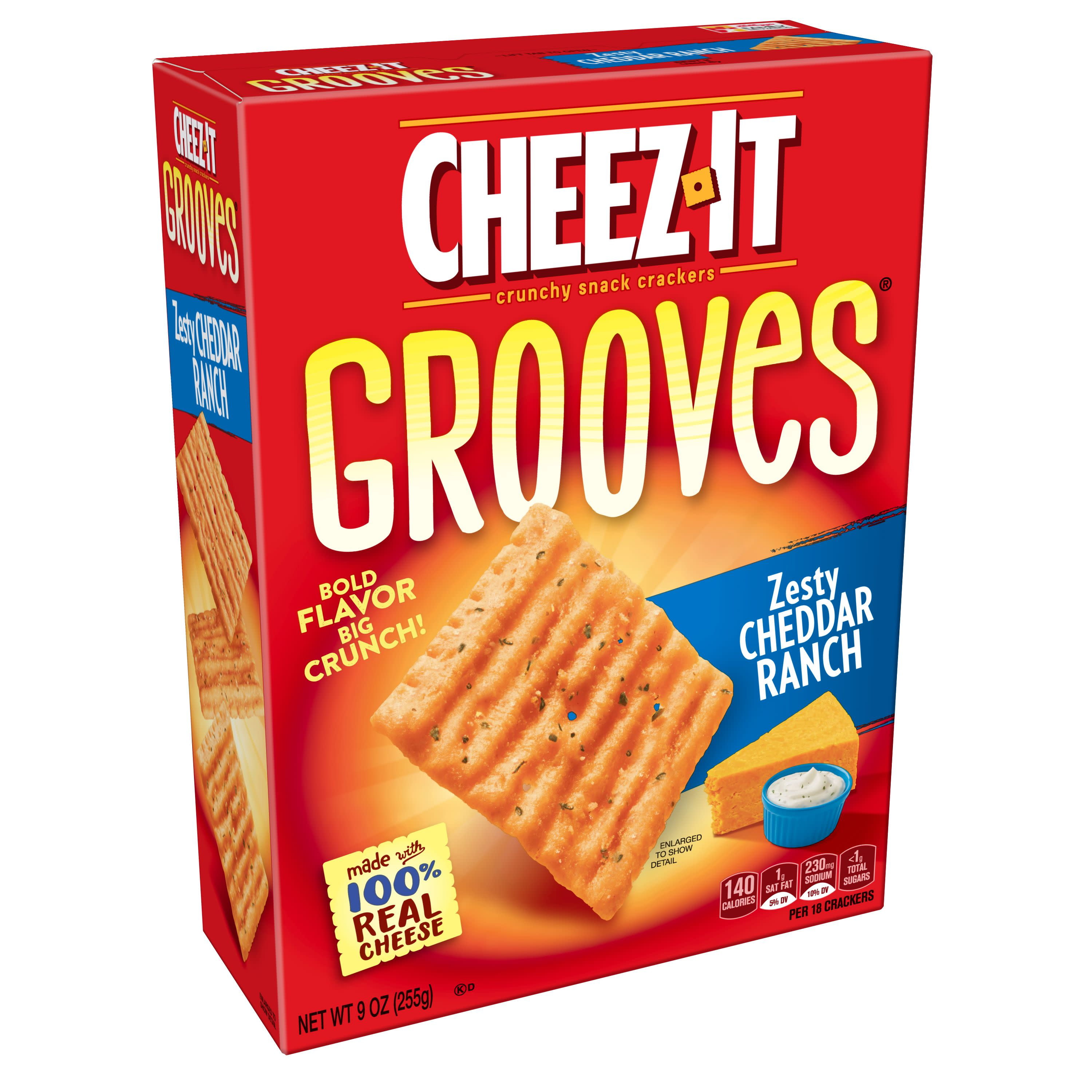 CheezIt Grooves Snack Cracker, Zesty Cheddar Ranch, 9 oz.