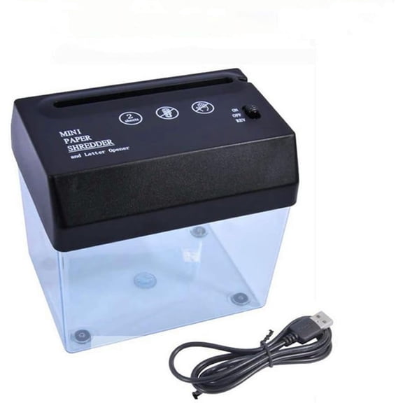 Portable Paper Shredder USB Mini with Letter Opener Battery Powered A6/Folded A4 Cuttin Machine for Office Home School Desktop Stationery