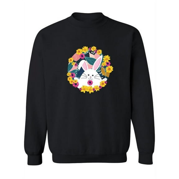 Cute Bunny And Flowers Sweatshirt Women -SPIdeals Designs, Female Small