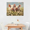 thumbnail image 2 of Orinice Farmhouse Framed Wall Art Decor: Rustic Farm Animal Wooden Print Artwork Cute Pig with White Flower Crowns Painting Horizontal Country Home Picture for Living room Bedroom20x16in 20x16in, 2 of 3