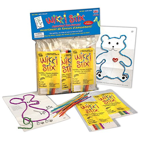 WikkiStix Assorted Fun Favors (English & French Bilingual playsheets & Packaging), Pack of 50 Molding & Sculpting Sticks