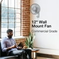 thumbnail image 2 of Air King 12" Oscillating Commercial Grade Wall Mount Fan, 3-Speeds, 21" H, White, 9012, New, 2 of 12