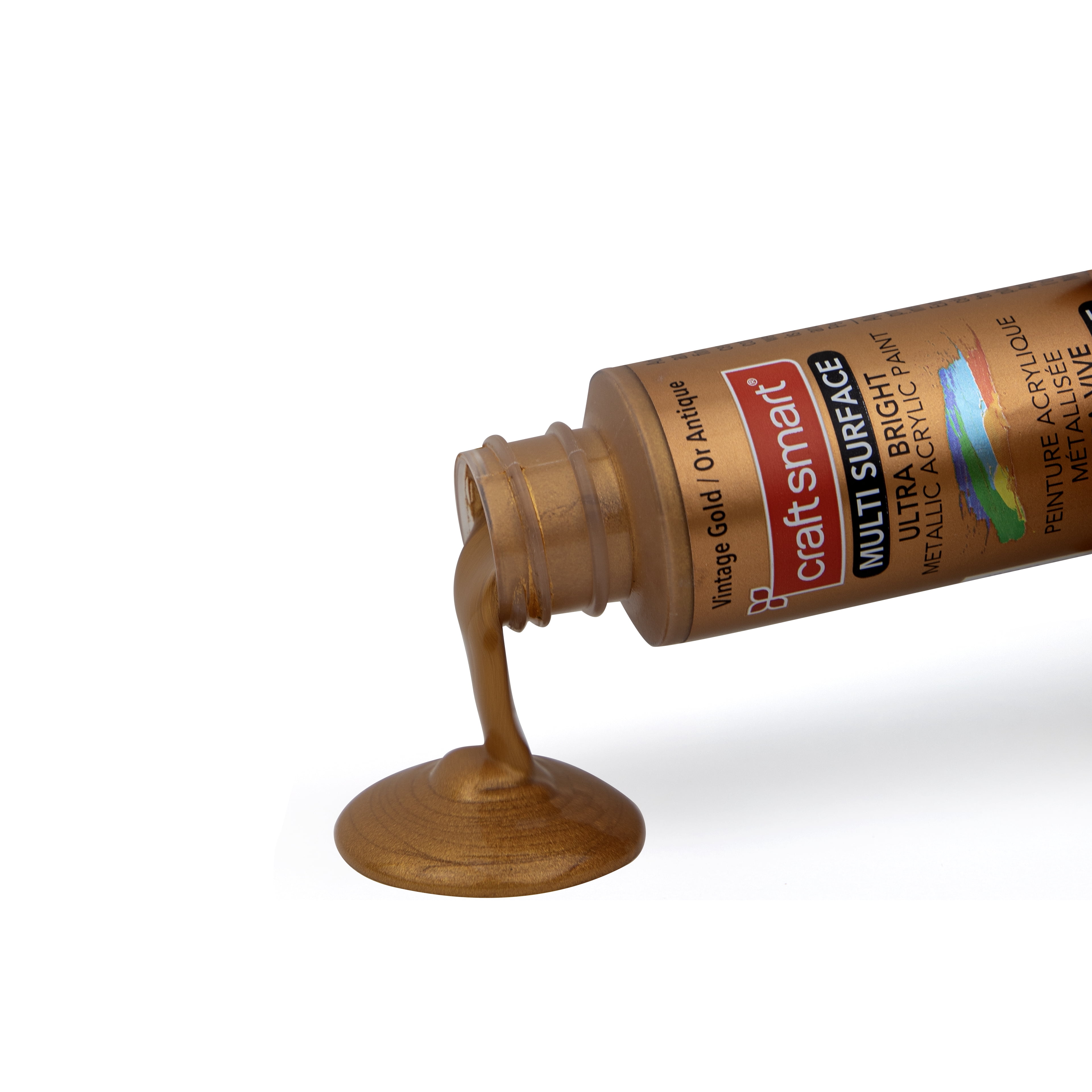 Craft Smart Vintage Gold Premium Ultra Bright Metallic Paint - Multi-Surface Shimmer Finish for Art, Crafts & Decor, 12 Pack