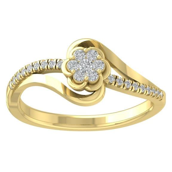 Araiya 14K Yellow Gold Diamond Flower Band Ring (1/5 cttw, I-J Color, I2-I3 Clarity), Size 7
