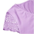 thumbnail image 4 of Fesfesfes Women's Solid Color T-Shirt With Button-Front Lace Patchwork Short Sleeved Loose Tops V-Neck Summer Casual Blouse Summer (Purple,M), 4 of 5