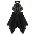 thumbnail image 3 of YEAHDOR Kids Girls Lyrical Dance Dress Sequins Dance Performance Costume,Sizes 4-16 Black 12, 3 of 5