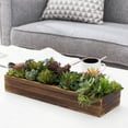 thumbnail image 2 of MyGift 15 inch Rustic Brown Wood Planter with Artificial Succulent, 2 of 7
