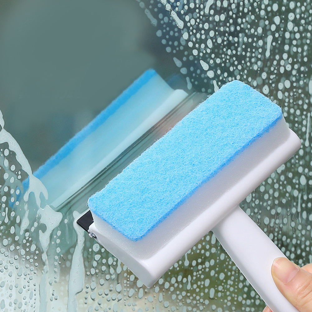 4pcs Double-Sided Window Cleaner 2-in-1 Squeegee and Scrubber Sponge  Washing Kit