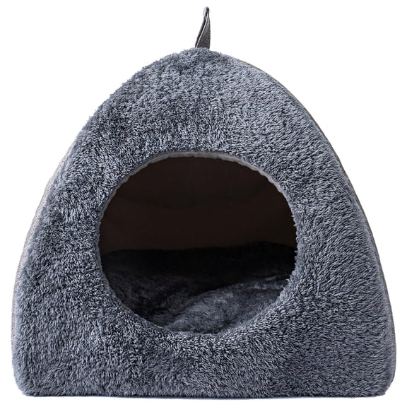 Portable Cat Cave Bed with Handle,Plush Enclosed Hooded Tent for Small Pets, Triangular Cozy Hideaway with Sponge Cushion,Warm Nest for Indoor Cats & Puppies,Washable