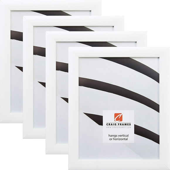 Craig Frames Contemporary, 13x19 Picture Frame, White Satin, Set of 4