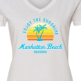 thumbnail image 4 of Inktastic Summer Enjoy the Sunshine Manhattan Beach California in Blue Women's V-Neck T-Shirt, 4 of 5