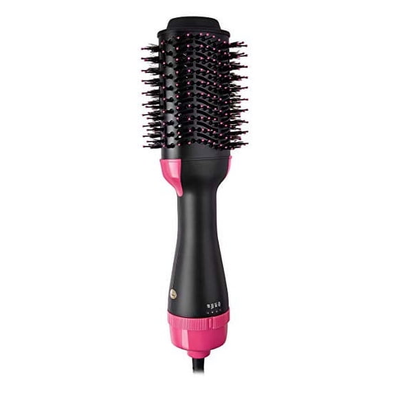 One Step Hair Dryer & Volumizer, Hot Air Brush Negative Ion Generator Hair Straightener Curler Brush for All Hairstyle (1000W 110V) - Black