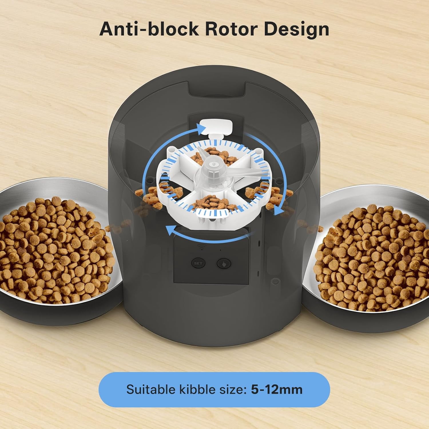 Automatic Cat Feeder for 2 Cats, 4.5L Dual Power Double Bowls Dry Food Auto Pet Dispenser with Smart App Control